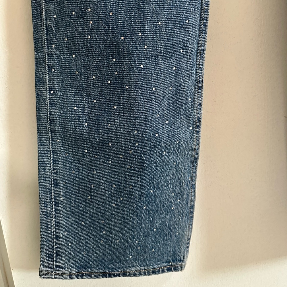 NWT Abercrombie & Fitch Womens 90s Relaxed Curve Love Denim Jeans Embellished 24 - Picture 9 of 11